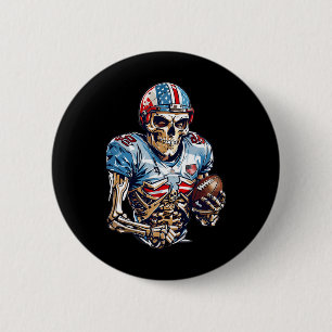 Chapa Redonda De 5 Cm Skeleton Futbolista Americano Gráfico de Halloween