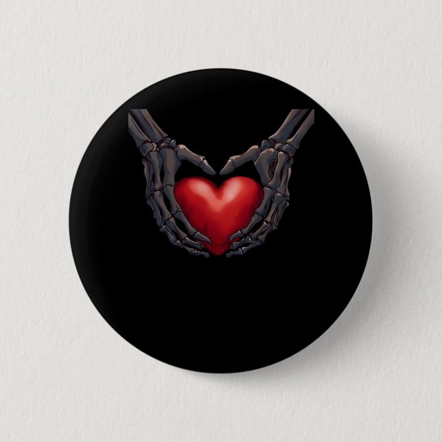 Chapa Redonda De 5 Cm Skeleton Hand Heart (Anverso)