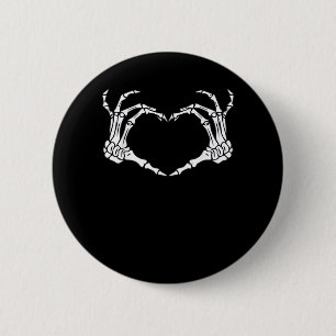 Chapa Redonda De 5 Cm Skeleton Hand Heart Rótulo disstume divertida Hall