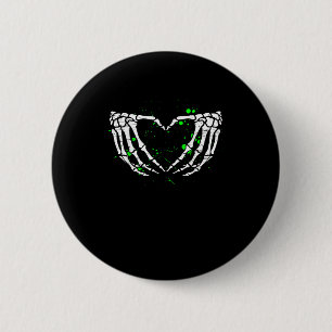 Chapa Redonda De 5 Cm Skeleton Hand Heart Rótulo disstume Halloween