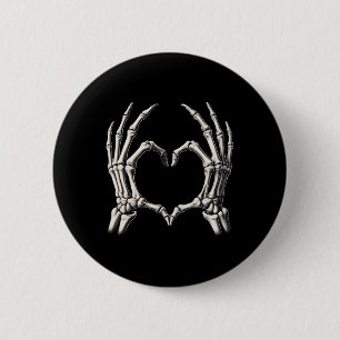 Chapa Redonda De 5 Cm Skeleton Hand Heart Xray Retro Funny Halloween Cos
