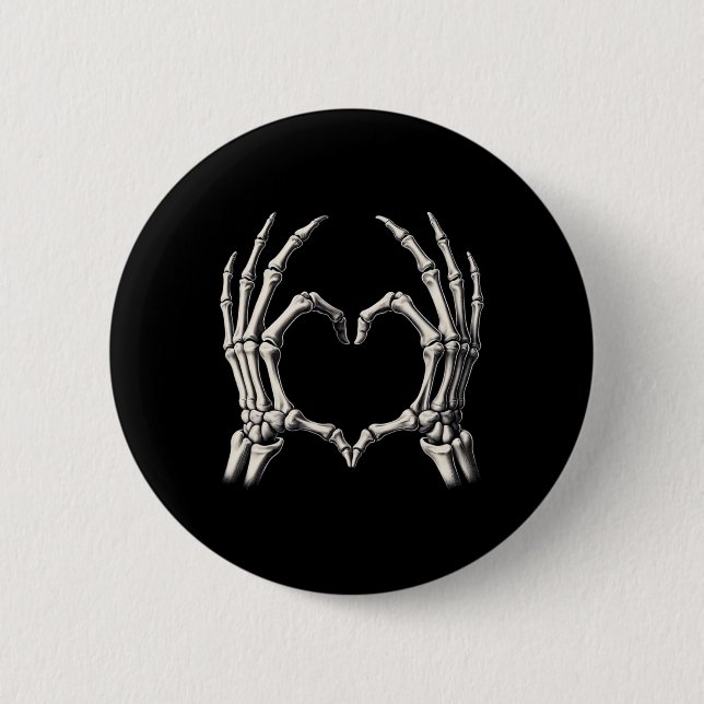 Chapa Redonda De 5 Cm Skeleton Hand Heart Xray Retro Funny Halloween Cos (Anverso)