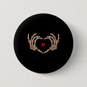 Chapa Redonda De 5 Cm Skeleton Hand Love Heart Halloween Day Spooky Seas