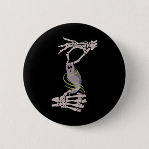 Chapa Redonda De 5 Cm Skeleton Hands Fantasma Halloween