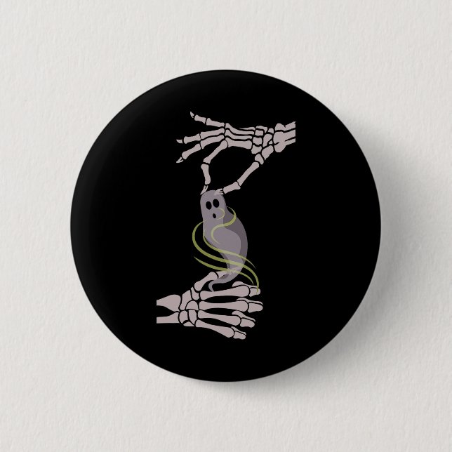 Chapa Redonda De 5 Cm Skeleton Hands Fantasma Halloween (Anverso)