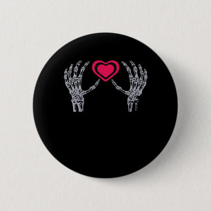 Chapa Redonda De 5 Cm Skeleton Hands Heart Cute
