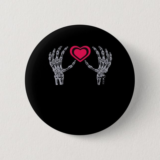 Chapa Redonda De 5 Cm Skeleton Hands Heart Cute (Anverso)