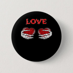 Chapa Redonda De 5 Cm Skeleton Hands Heart Funny Design