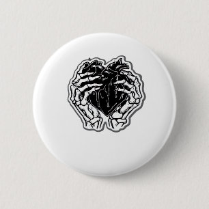 Chapa Redonda De 5 Cm Skeleton Heart Hands Funny
