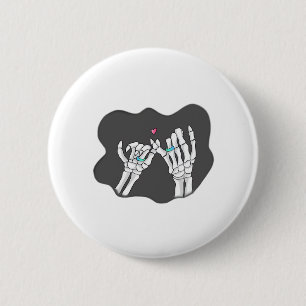 Chapa Redonda De 5 Cm Skeleton Heart Hands Promise