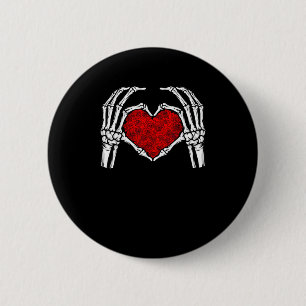 Chapa Redonda De 5 Cm Skeleton Heart Hands Rótulo El día de San Valentín