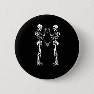 Chapa Redonda De 5 Cm Skeleton Heart Hands Rótulo Halloween Costume Clas
