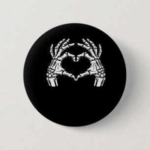 Chapa Redonda De 5 Cm Skeleton Heart Hands Rótulo Halloween Disstume vir