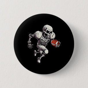Chapa Redonda De 5 Cm Skeleton Jugando Fútbol Halloween Skull Lover 1