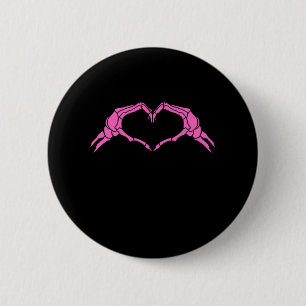 Chapa Redonda De 5 Cm Skeleton manos corazón Rótulo retro Halloween
