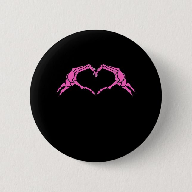 Chapa Redonda De 5 Cm Skeleton manos corazón Rótulo retro Halloween (Anverso)