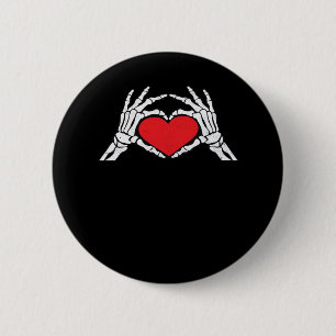 Chapa Redonda De 5 Cm Skeleton Manos un Clásico Del Corazón Rojo