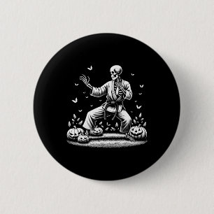 Chapa Redonda De 5 Cm Skeleton Martial Art Karate Judo Player Halloween
