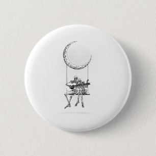 Chapa Redonda De 5 Cm Skeleton Moon Band Tees - Rock And Roll Concert Gr