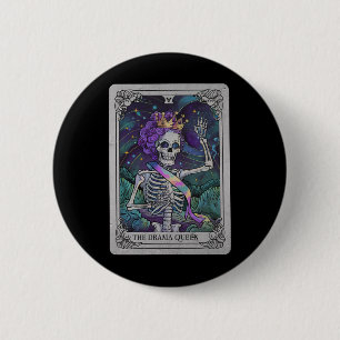 Chapa Redonda De 5 Cm Skeleton Queen Tarot Card Bruja gótica Halloween