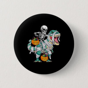 Chapa Redonda De 5 Cm Skeleton Riding Dinosaur T Rex Fun Niños Hallo