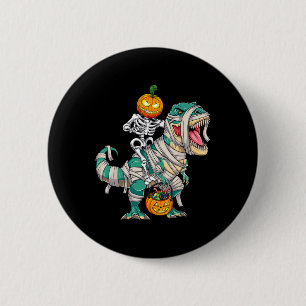 Chapa Redonda De 5 Cm Skeleton Riding Mummy Dinosaur T Rex Halloween Div