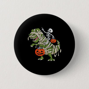 Chapa Redonda De 5 Cm Skeleton Riding Mummy T Rex Halloween Chicas K