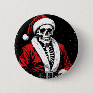 Chapa Redonda De 5 Cm Skeleton Santa