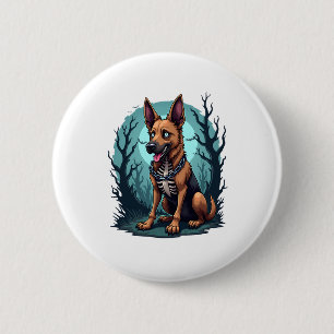 Chapa Redonda De 5 Cm Skeleton Shepherd Dog