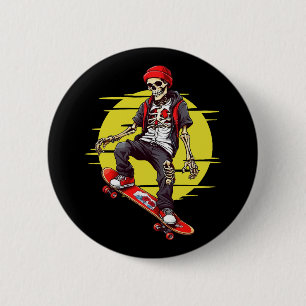 Chapa Redonda De 5 Cm Skeleton Skateboard