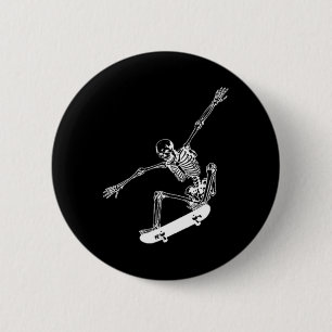 Chapa Redonda De 5 Cm Skeleton Skateboard Skull Halloween Skateboarding