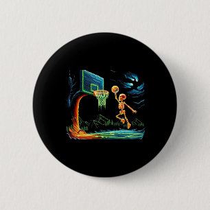 Chapa Redonda De 5 Cm Skeleton Slam Dunk Hoop Sketll Halloween Halloween