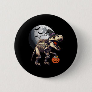 Chapa Redonda De 5 Cm Skeleton T Rex Dinosaur Fun Halloween Calabaza Niñ