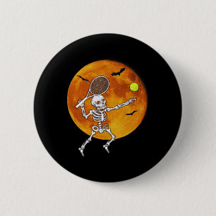 Chapa Redonda De 5 Cm Skeleton Tennis Halloween Racket Ll