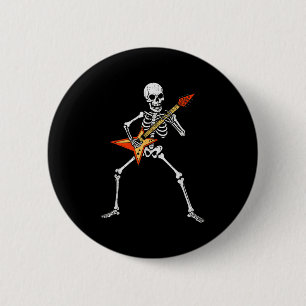 Chapa Redonda De 5 Cm Skeleton Tocando Música Rock Guitarra Soky Hallowe