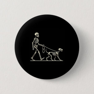 Chapa Redonda De 5 Cm Skeleton Y Dog Lazy Halloween Disstume Funny Skul