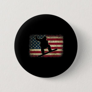 Chapa Redonda De 5 Cm Ski Snowboard Snowboard Bandera Estadounidense Usa