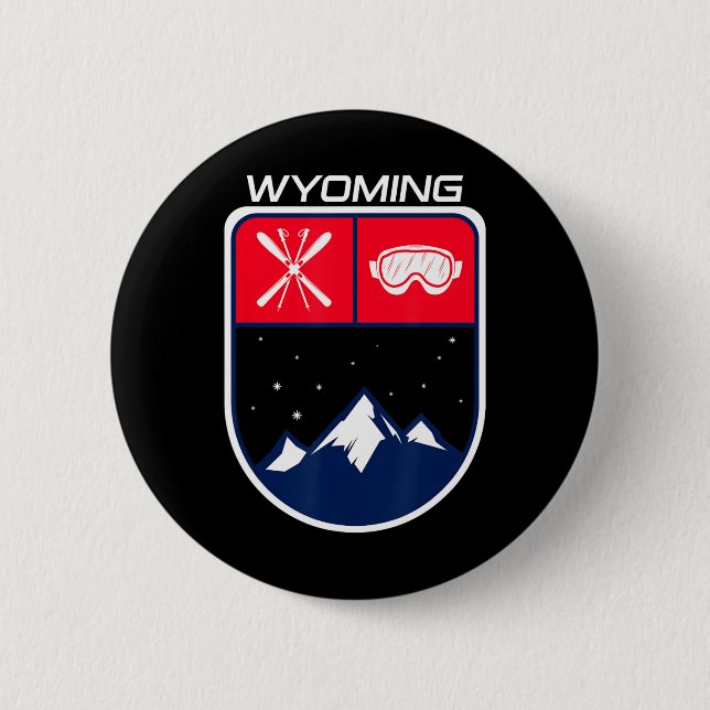 Chapa Redonda De 5 Cm Ski Wyoming Mountain Skiing Trail Skier Goggle Pol (Anverso)