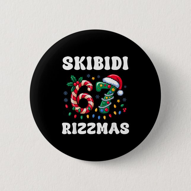 Chapa Redonda De 5 Cm Skibidi Rizzmas 67 Christmas Six Seven Xmas Funny  (Anverso)