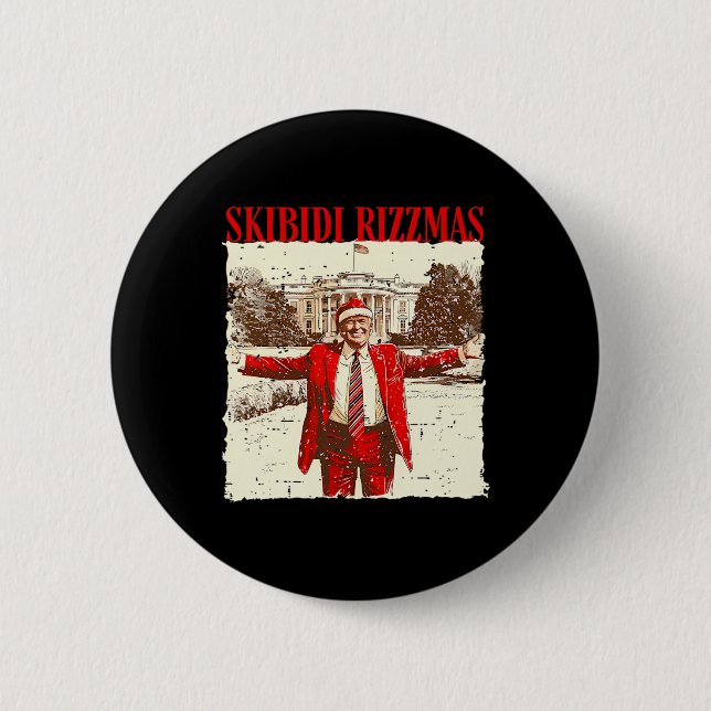 Chapa Redonda De 5 Cm Skibidi Rizzmas Funny Trump Rizz Navidades Santa 1 (Anverso)