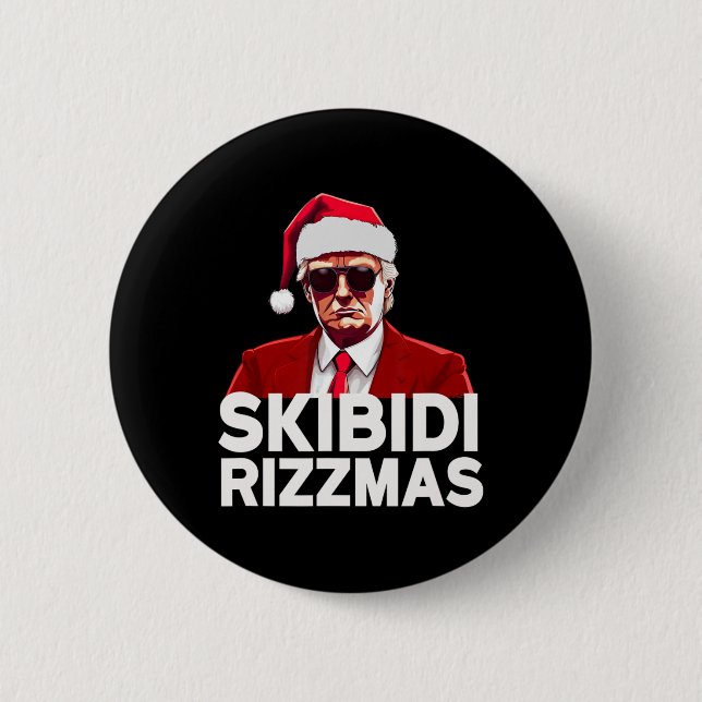 Chapa Redonda De 5 Cm Skibidi Rizzmas Navidades Trump Santa Pajama Rizz (Anverso)