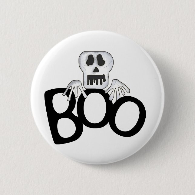 Chapa Redonda De 5 Cm Skull Boo (Anverso)
