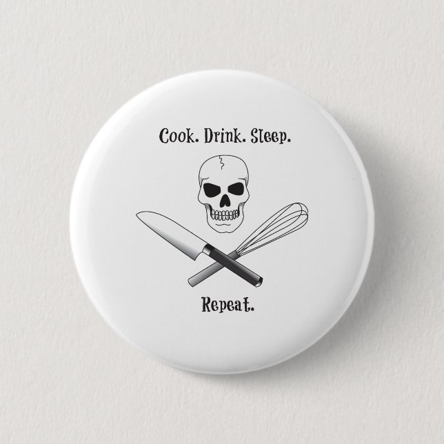 Chapa Redonda De 5 Cm Skull Cook Saying (Anverso)