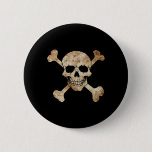 Chapa Redonda De 5 Cm Skull De Bandera Pirata Y Gráfico De Esqueleto De 