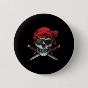 Chapa Redonda De 5 Cm Skull De Bandera Pirata Y Gráfico De Esqueleto De