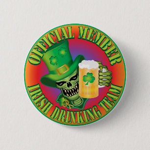 Chapa Redonda De 5 Cm Skull del equipo de bebidas irlandés