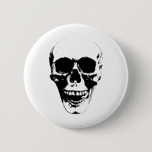 Chapa Redonda De 5 Cm Skull Face Silhouette Grunge Rock Grave Hallowee