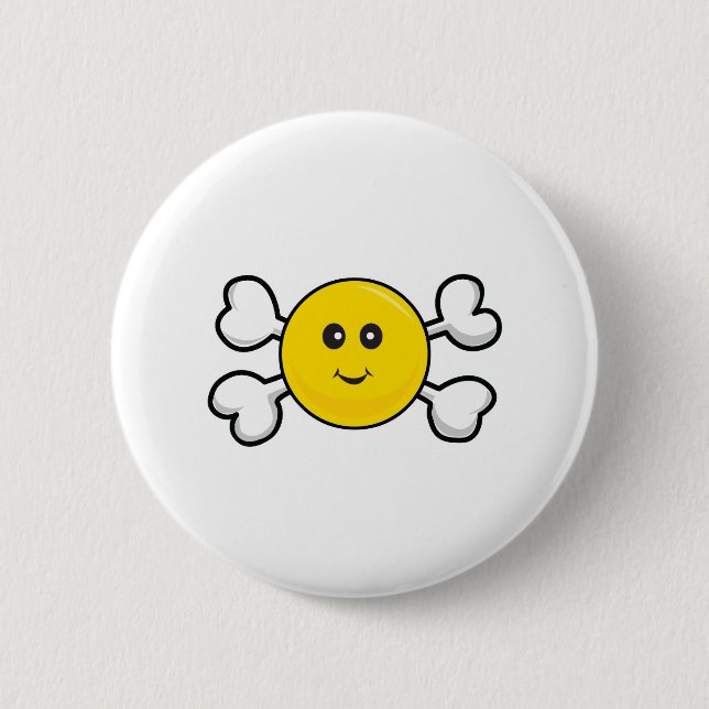 Chapa Redonda De 5 Cm Skull facial y Crossbone (Anverso)