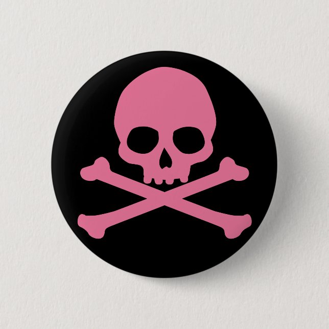 Chapa Redonda De 5 Cm Skull rosa y cruces SImple (Anverso)