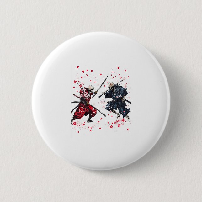 Chapa Redonda De 5 Cm Skull Samurai Duel (Anverso)